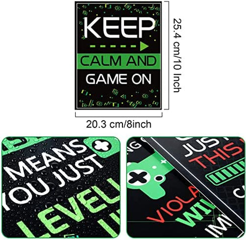 10 Video Game Poster Sign Gamer Art Print Boy Game on Birthday Party Wall Decoration, Inspirational Words Quote Poster 10 x 8 Inch Wall Gaming Art for Kids Boy Bedroom Decor, No Frame (Green)