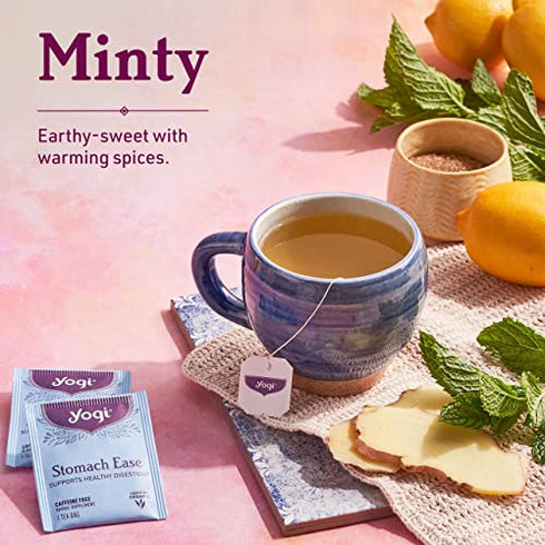 Yogi Tea - Stomach Ease (6 Pack) - Supports Healthy Digestion with Peppermint, Licorice Root, and Ayurvedic Herbs - Caffeine Free - 96 Organic Herbal Tea Bags