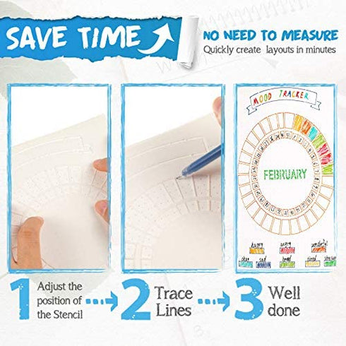 24 Pieces Journal Stencil Set Plastic Planner Bullet Journaling Stencils Ultimate Productivity Stencil DIY Templates to Create Calendars Schedule for A5 Journal Scrapbooking Notebook (Classic Style)