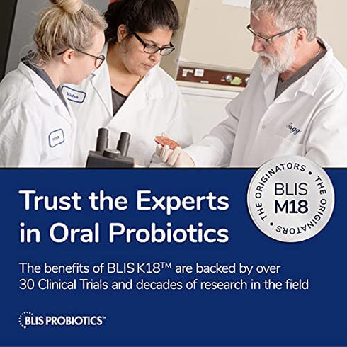 BLIS Teeth & Gums Oral Probiotics for Mouth - Most Potent BLIS M18 Formula Available, 2.5 Billion CFU - Mouth Probiotic for Tooth and Gum Health, Adults and Kids - Sugar-Free Lozenges, 30 Day Supply