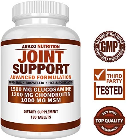 Glucosamine Chondroitin Turmeric Msm Boswellia - Joint Support Supplement for Relief 180 Tablets - Arazo Nutrition