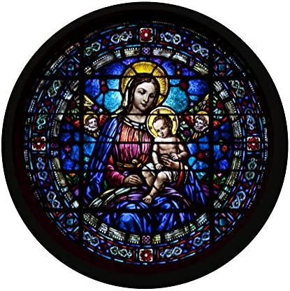 Blessed Virgin Mary and Jesus Stained Glass Design PopSockets PopGrip: Swappable Grip for Phones & Tablets