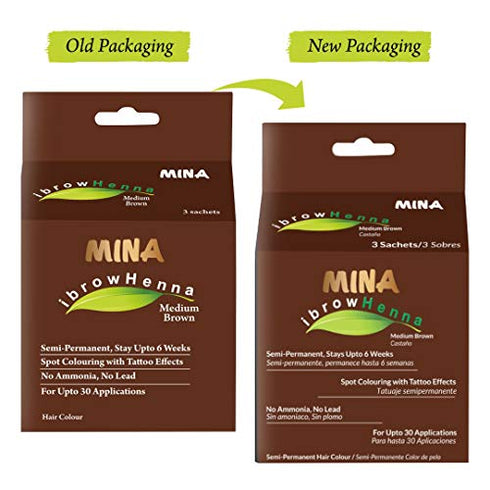 Mina ibrow Henna Medium Brown regular Pack for Hair Coloring (Effectively covers resistant grey hair)