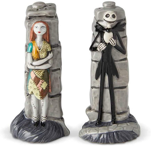 Enesco Disney Ceramics Nightmare Before Christmas Jack and Sally Salt and Pepper Shakers, 3.85 Inch, Multicolor