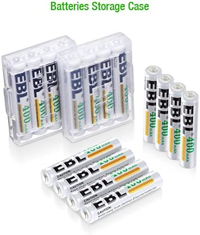 EBL AAAA Rechargeable Batteries, 1.2V 400mAh Ni-MH AAAA Rechargeable Battery for Surface Pen, 4-Count