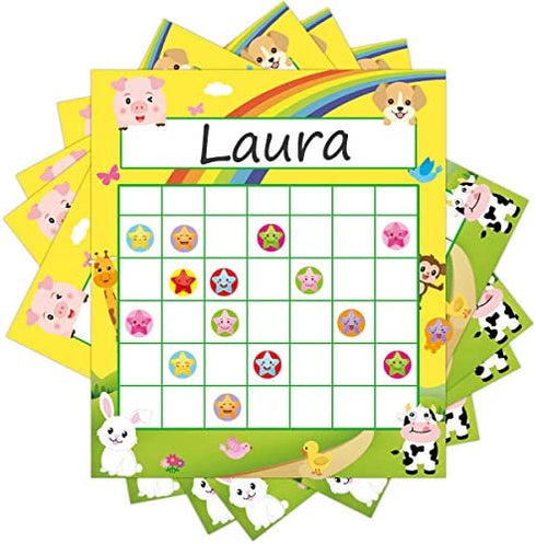 60 Classroom Incentive Chart in 2 Designs Space and Animal Theme with 1056 Star Stickers for Teachers Students
