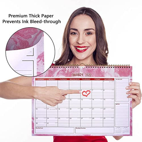 2022 Calendar - Wall Calendar 2022, 15"×10.5" Large Wall Calendar Hanging Monthly Calendar Planner with Large Blocks, Twin-Wire Binding, Perfect for Planning and Organizing