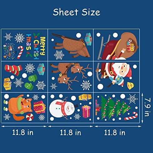 Supzone Christmas Wall Stickers Santa Claus Elk Wall Decals Removable Vinyl DIY Snowman Wall Decor Christmas Party Window Playroom Bedroom Classroom Living Room