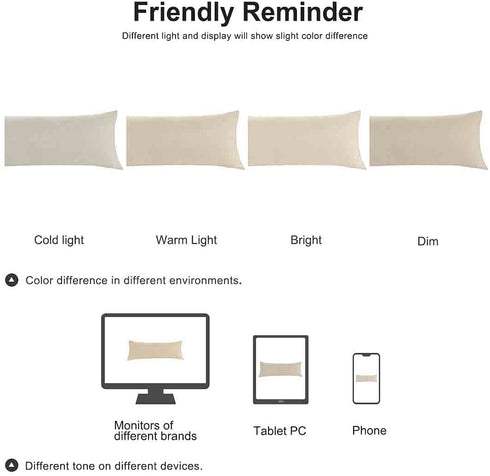 uxcell Body Pillow Case, Microfiber Pillowcases Weave for 90 GSM Ployester, Soft Full Replacement Covers for Body Pillows Body(20"x48") Khaki