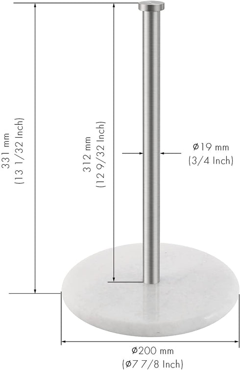 KES Paper Towel Holder Kitchen Standing Paper Towel Roll Holders with Natural Marble Base for Standard or Jumbo-Sized Rolls Brushed Finish, KPH100-2