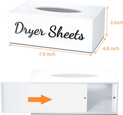 FEMELI Farmhouse Dryer Sheet Dispenser, Magnetic Dryer Sheet Holder for Laundry Room Decor & Organization, Acrylic Fabric Softener Sheets Container Box with Removeable Lid