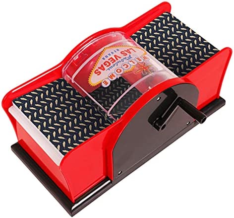 KANGAROO Manual Card Shuffler for Blackjack, Uno, Poker, Omaha; Quiet, Easy to Use Manual Card Mixer, Hand Cranked, Casino Equipment Card Shuffling Machine for Playing Cards, (2-Deck) of Cards Holder