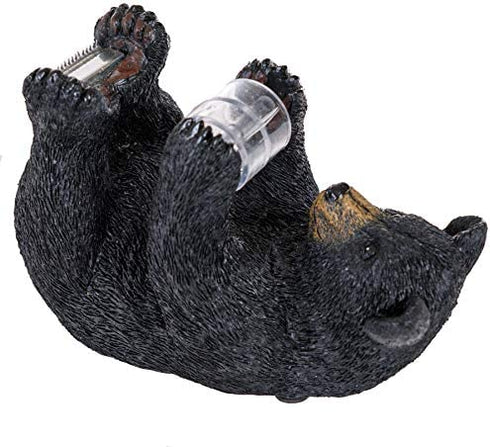 Bear Tape Dispenser Table Top - Black Bear Desk Tape Dispenser Heavy Duty - Cute Tape Dispenser Black Bear Office Supplies - Rustic Wilderness Home Decor for Table - Desktop Tape Dispenser