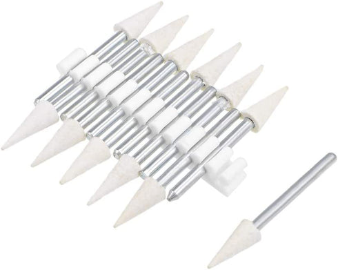 uxcell 6mm Wool Felt Mounted Points Conical Polishing Bits Burrs Buffing Wheels with 1/8" Shank 12 Pcs