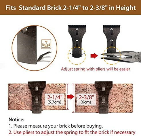 Brick Hook Clips (4 Pack) for Hanging Outdoors, Brick Hangers Fits Standard Size Brick 2-1/4" to 2-3/8" in Height, Heavy Duty Brick Wall Clips Siding Hooks for Hanging No Drill and Nails