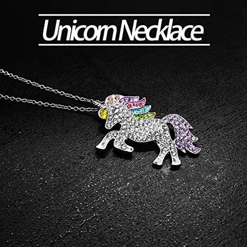 Hevout 8 pcs Unicorn Gifts for Girls Teen Necklace Bracelet Jewelry Hair Ties Backpack Slap Bracelet Stickers Keychain Coin Purse Accessories Stuff Party Favors Birthday Gifts Set for Women