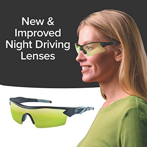 Battlevision Polarized Sport Vision Glasses for Driving at Night Protect Eyes from Blinding Headlight Glare, Green Lenses, 6 in