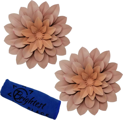 Brightest Place Pink Succulent Metal Wall Hanging Decor 6 inch Flower 2 Pack Microfiber Dusting Cloth