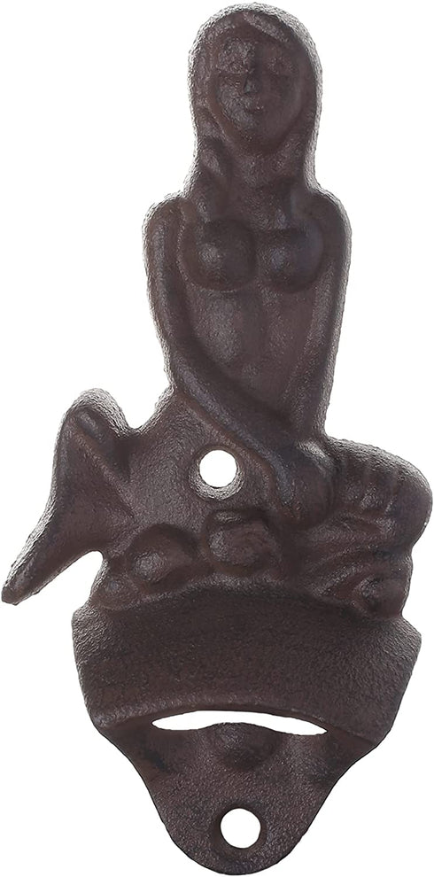 Retro Mermaid Cast Iron Beer Bottle Opener Wall Mounted Nautical Beautiful Woman Style for Beach Party Gifts