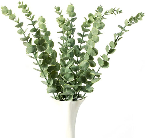 VANTREE 16"Tall Real Touch Artificial Eucalyptus Leaves Stems,10 PCS Eucalyptus Plant Faux Eucalyptus Stems,Dried Eucalyptus Vase Filler Leaf for Wedding Bouquet Centerpiece Home Farmhouse Party Decor