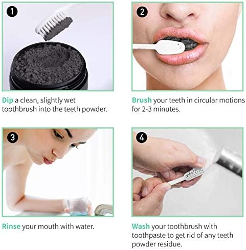100% Organic Activated Charcoal Teeth Whitening Powder with Bamboo Toothbrush - 50g Natural Coconut Charcoal, Effective Teeth Stain Remover and Toothpaste Alternative - Safe for Gums Or Enamel, Vegan