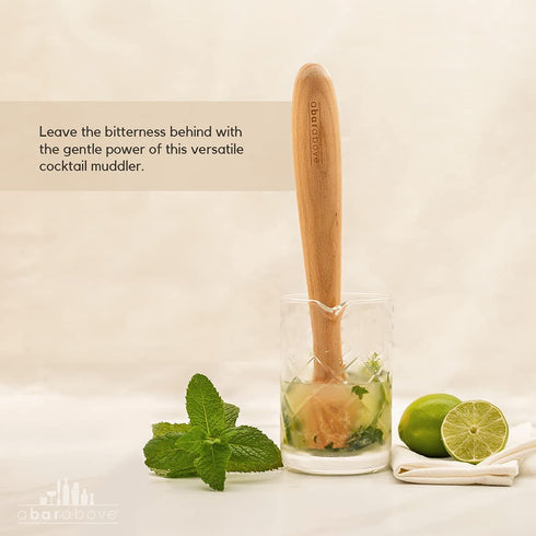 Wooden Cocktail Muddler - 12 Inch Long Muddler - Bartender Gear for Home or Professional Bars - Perfect for Crushing Fruit, Pressing Mint and Sugar Cubes - Mint Muddler for Mojitos