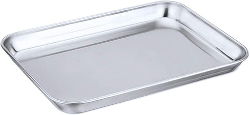 Toaster Oven Tray,P&P CHEF Stainless Steel Toaster Oven Pan, Rectangle 10.5''x8''x1'', Mirror Finish & Dishwasher Safe?Fit Small Toaster Oven