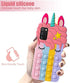Fidget Toys Stress Relief Phone Case for Samsung Galaxy A02S,A03S, with Strap,Push Pop Bubble 3D Cartoon Funny Cute Silicone Cover for Girls Kids Teen, Aesthetic Color Bubble Case-Rainbow