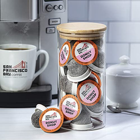 San Francisco Bay Coffee OneCUP Donut Shop 12 Ct Light Roast Compostable Coffee Pods, K Cup Compatible including Keurig 2.0