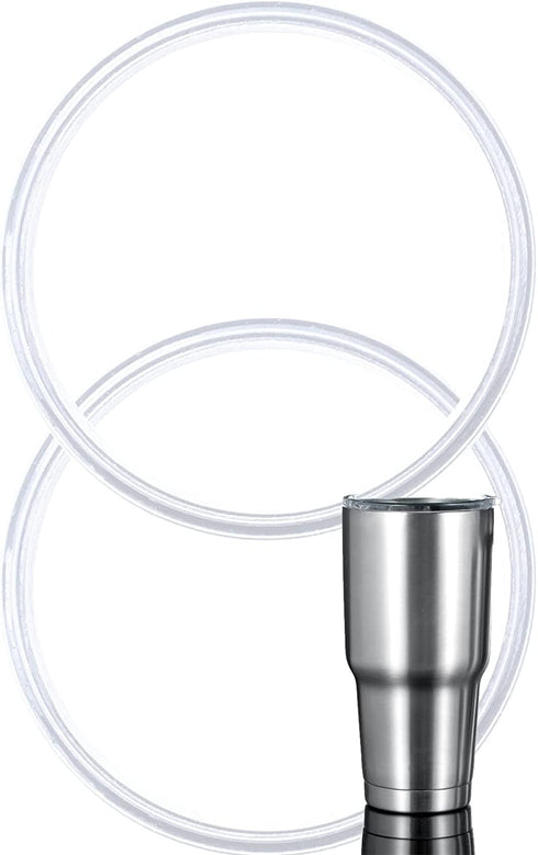 Pack of 2-30 oz Replacement Rubber Lid Ring, 3.7 Inch Diameter - Gasket Seals, Lid for Insulated Stainless Steel Tumblers, Cups Vacuum Effect, fit for Brands - Yeti, Ozark Trail, Beast, White