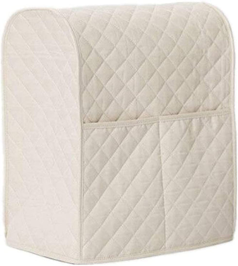 Giveme5 Kitchen Aid Mixer Cover, Leather Stand Mixer Cover Dust-Proof Cover Lattice Pattern Thicken Protector Cover Organizer Bag for Kitchen Mixer QT4.5 QT5 QT6 (Beige)