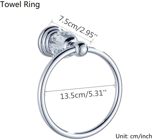 WOLIBEER Chrome Toilet Paper Holder Hand Towel Ring Towel Holder Crystal Bathroom Accessories Polished Wall Mounted 2 Pieces