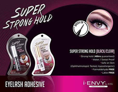 i-Envy by Kiss Super Strong Eyelash Adhesive Black (KPEG05) & Clear (KPEG06) Combo Pack Brush On Latex Free