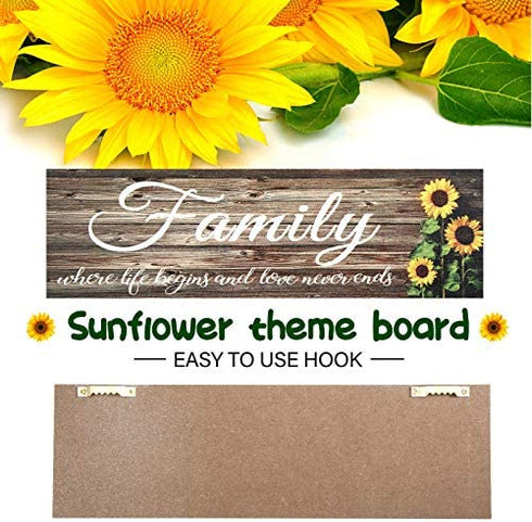 3 Pieces Sunflower Farmhouse Wall Decor Sunflower Wooden Sign Front Porch Decoration Sunflowers Kitchen Decor This is us Family Together Hanging 11.8 x 3.54 Inches Summer Wall Sign Decor for Bathroom