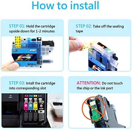 ONEINK Compatible Replacement for Brother LC3011 Ink Cartridges(Upgraded Chips) , Work with Brother MFC-J491DW MFC-J497DW MFC-J690DW MFC-J895DW Printer, 4 Packs(Black/Cyan/Magenta/Yellow)