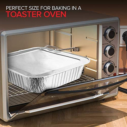 8x8 Foil Pans with Lids (10 Pack) 8 Inch Square Aluminum Pans with Covers - Foil Pans and Foil Lids - Disposable Food Containers Great for Baking Cake, Cooking, Heating, Storing, Prepping Food