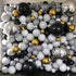 Nalwort Grey Balloon Kit 136PCS 18In 12In 5In Metallic Silver Gold Black Grey Macaron Grey Balloon Arch Garland For Festival Picnic Family Engagement, Wedding, Birthday Party, Gold Theme Anniversary Celebration Decoration
