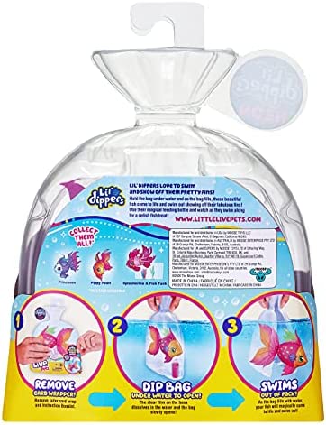 Little Live Pets - Lil' Dippers: Princessa | Interactive Toy Fish, Magically Comes Alive in Water, Feed and Swims Like A Real Fish, Multicolor, Princessa Season 3
