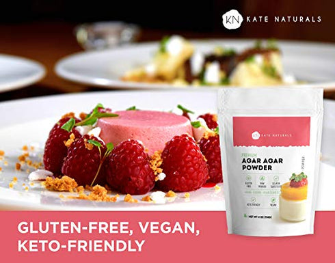 Agar Agar Powder for Vegans, Baking, and Petri Dishes (4oz) - Kate Naturals. Substitute Unflavored Gelatin Powder & Thickener for Vegan Jello & Gelatin Sheets. Keto-Friendly, Non-GMO & Gluten Free