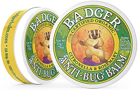 Badger - Anti-Bug Balm Tin, DEET-Free Mosquito Repelling Balm, Badger Balm Bug Repellent, Certified Organic Insect Repellent, 0.75 oz (2 Pack)