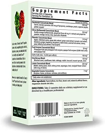 Country Farms Super Fruit and Veggies Capsules, 30 Fruits and Vegetables, 30 Servings, 60 Count (Pack of 1)