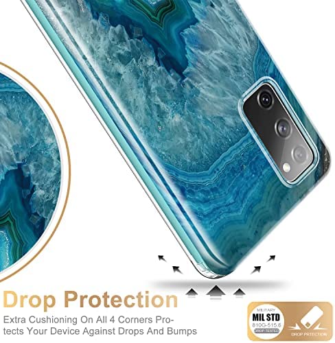 ESDOT Samsung Galaxy S20 FE Case with Built-in Screen Protector,Military Grade Rugged Cover with Fashionable Designs for Women Girls,Protective Phone Case for Galaxy S20 FE 6.5" Agate Stone