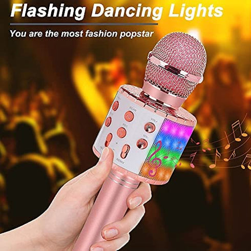 Toys For Girls Karaoke Microphone - Portable Wireless Bluetooth Karaoke Mic with Led Light, Toys For 4 5 6 7 8 9 10 Year Old Girl Christmas Birthday Gifts For Kids