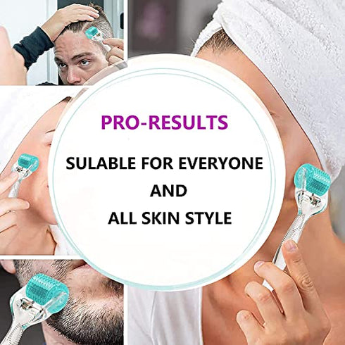 Derma Roller REAL NEEDLE Advanced Version.5 for Face Body Hair Beard, 192 Titanium Microneedle Roller Skin Care Tool for Home Use, w/Storage Case, Gifts for Women Men