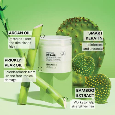 NatureLab Tokyo Perfect Repair Treatment Masque: Heat and Color Protection, Hair Mask Treatment to Strengthen and Repair Dull, Damaged, Brittle Hair I 6.7 FL OZ / 200ml