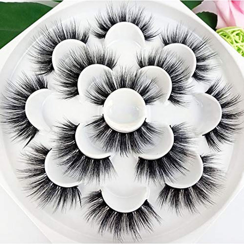 Veleasha 5D Faux Mink Lashes Handmade Luxurious Volume Fluffy Natural False Eyelashes 7 Pairs | Dubai