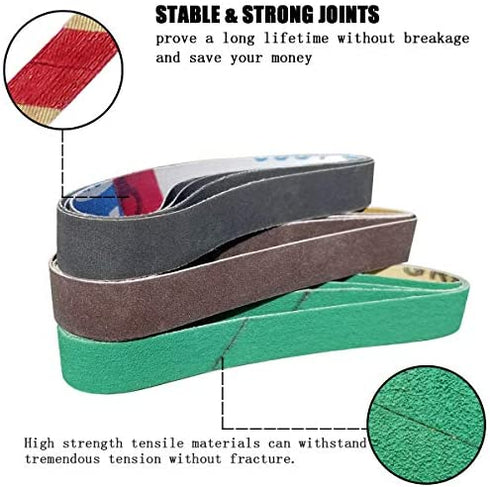 24 Pcs 1/2" x 12" Replacement Belt Kit for Work Sharp Original Knife & Tool Sharpener and Combo Knife Sharpener (WSKTS & WSKTS-KT) - 80/120/240/400/1000/1200 Grits