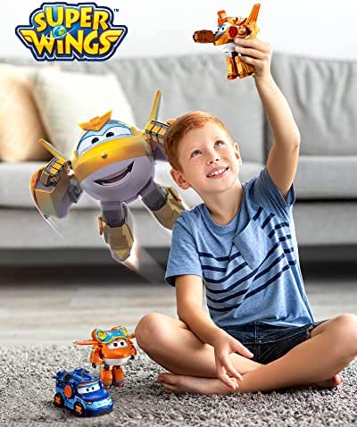 Super Wings 5" Transforming Golden Boy Airplane Toys, Vehicle Action Figure, Superwings Transforming Plane to Robot, Flying Toy Vehicle Playset, Gifts Toys for Kids, Age 3 and Up, Gold