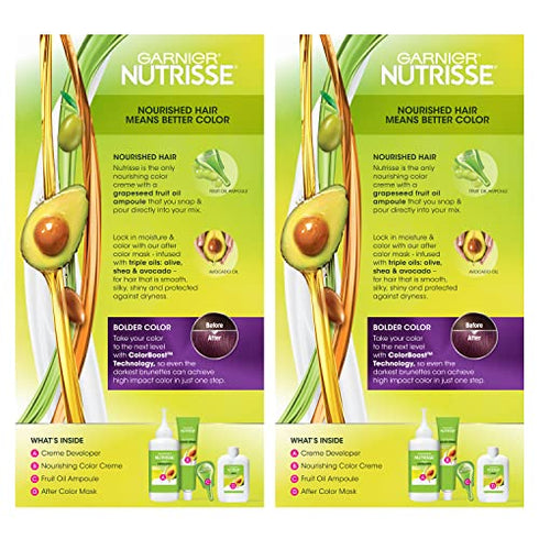 Garnier Hair Color Nutrisse Ultra Color Nourishing Creme, V2 Dark Intense Violet (Spiced Plum) Purple Permanent Hair Dye, 2 Count (Packaging May Vary)