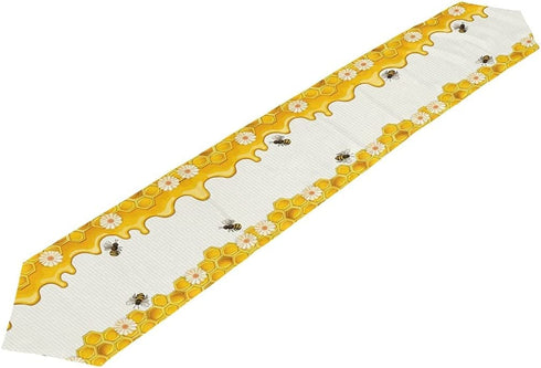 Granbey Bees Table Runners Yellow Honey Bee Daisy Flower Honeycomb Farmhouse Decorations Table Runner for Home Kitchen Dinner Party Or Indoor and Outdoo Decor 13x70 Inches Long